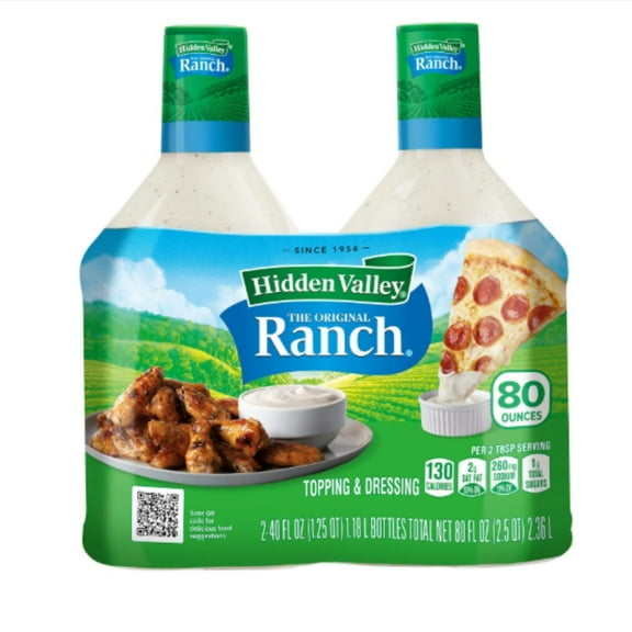 Hidden Valley Original Ranch Dressing, 2-Pack (40 Oz Each) Easy-Open Flip Cap, Gluten-Free, Versatile for Dressing & Dipping