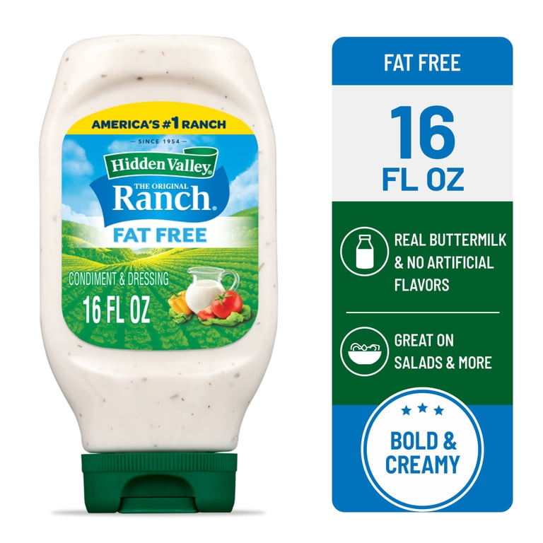 Hidden Valley Fat Free Ranch Condiment and Dressing, Easy Squeeze Bottle, 16 fl oz