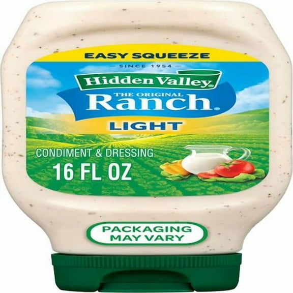 Hidden Valley Original Ranch Light Salad Dressing And Topping, 16 Ounce Bottle - Pack of 2