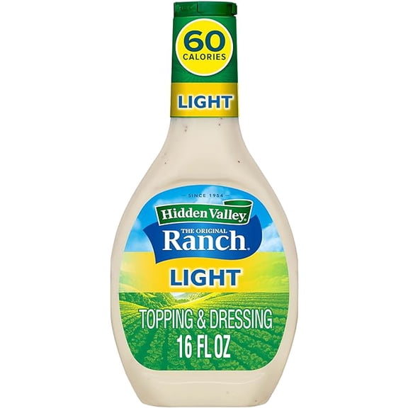 Hidden Valley Original Ranch Light Salad Dressing & Topping, Gluten Free - 16 Ounce Bottle