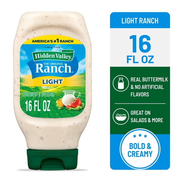 Hidden Valley Light Ranch Salad Dressing & Condiment, 16 fl oz Squeeze Bottle