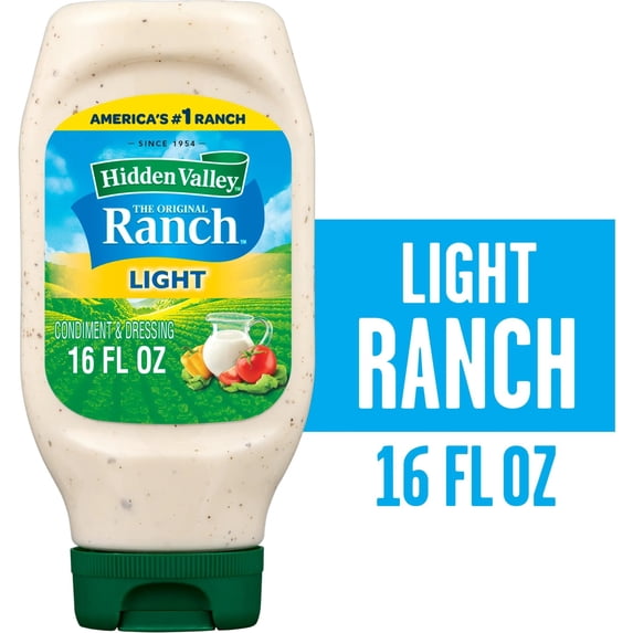 Hidden Valley Light Ranch Condiment and Dressing, Easy Squeeze Bottle, 16 Fluid Ounces