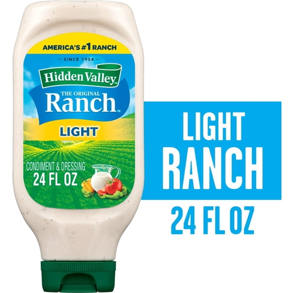Hidden Valley Light Ranch Condiment and Dressing, Easy Squeeze Bottle, 24 Fluid Ounces
