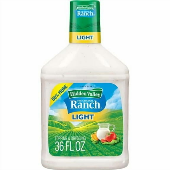 Hidden Valley Original Ranch Light Topping And Dressing, Gluten Free, 36 Ounce Bottle - Pack of 2