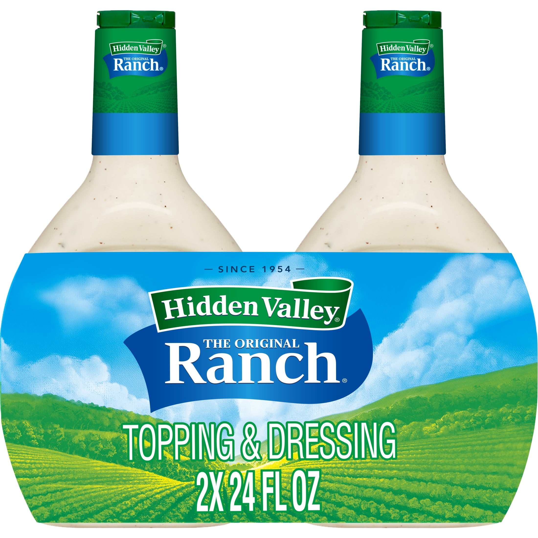 Hidden Valley Original Ranch Salad Dressing \u0026 Topping, Gluten Free - 24 Ounce Bottle - 2 Pack