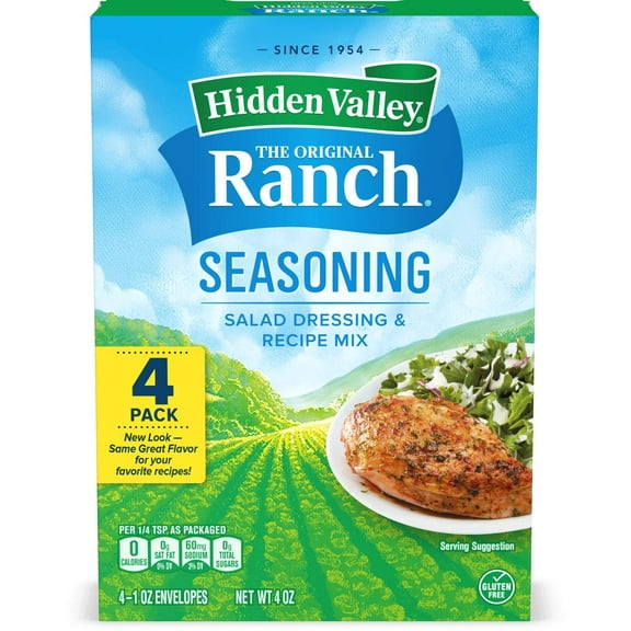 Hidden Valley Original Ranch Salad HYZ01 Dressing & Seasoning Mix, Gluten Free, Keto-Friendly - 4 Packets (Package May Vary)