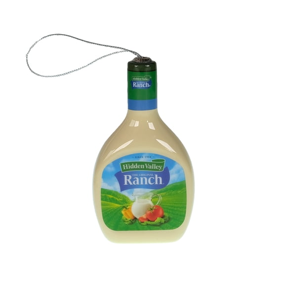 Hidden Valley Ranch Decoupage Holiday Ornament, 4 inches Tall, Plastic, White, Green, Novelty Ornament