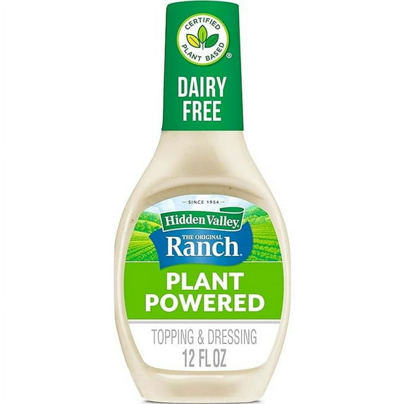 Hidden Valley Ranch Dressing & Dipping Sauce, Ranch Dressing and Pizza Topping, Plant Powered, Dairy Free and Gluten Free Salad Dressing, 12 Ounces