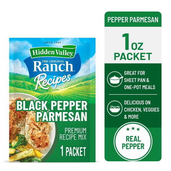 Hidden Valley Ranch Recipes Black Pepper Parmesan Premium Seasoning Mix, 1 oz Packet