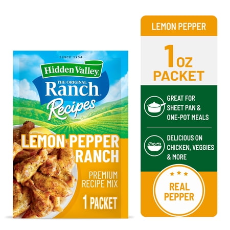 Hidden Valley Lemon Pepper Premium Recipe Mix and Seasoning Mix, 1 oz.