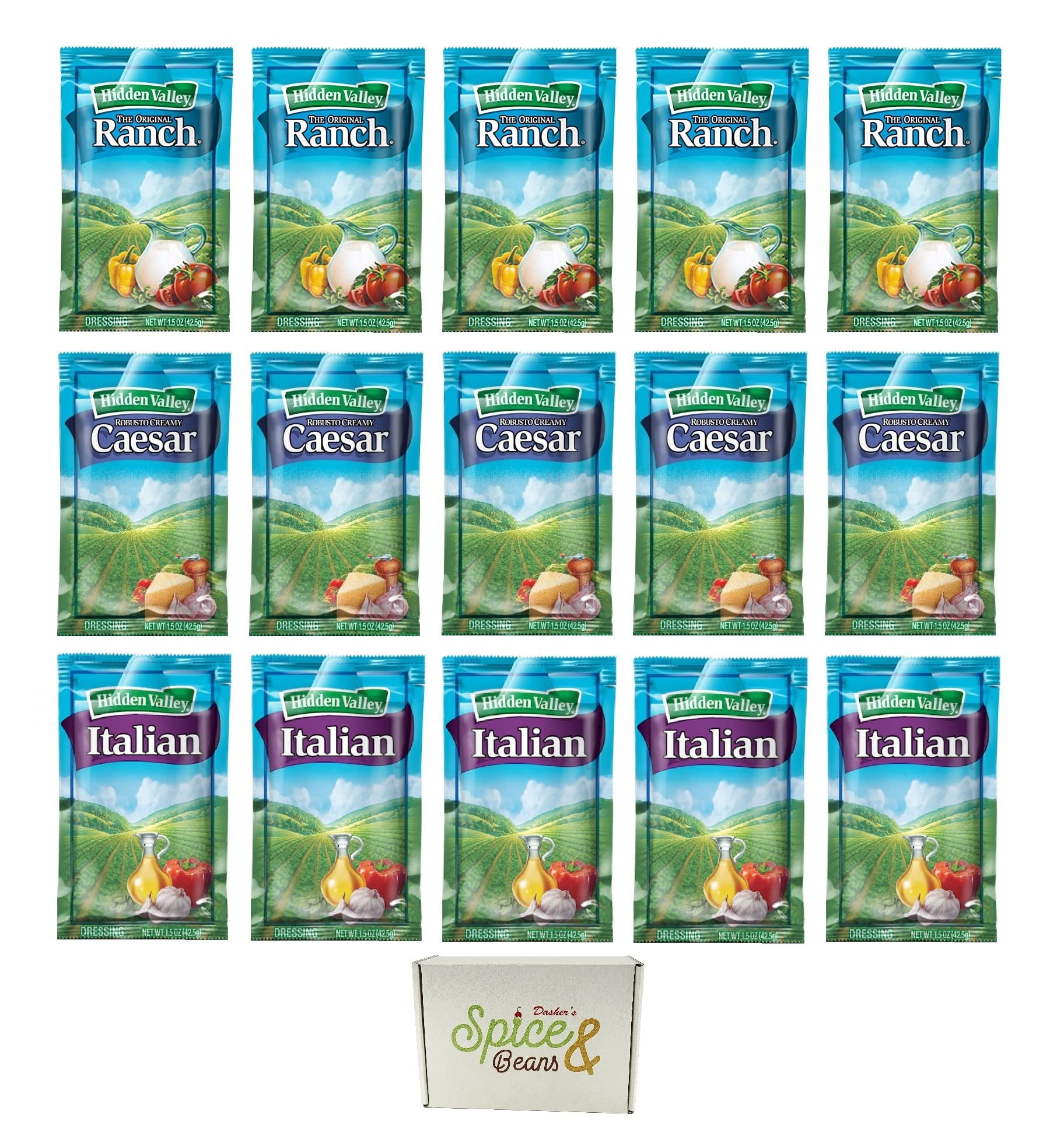 Hidden Valley Salad Dressing Packets (Combo Ranch, Italian, Caesar) | 15 Packets |