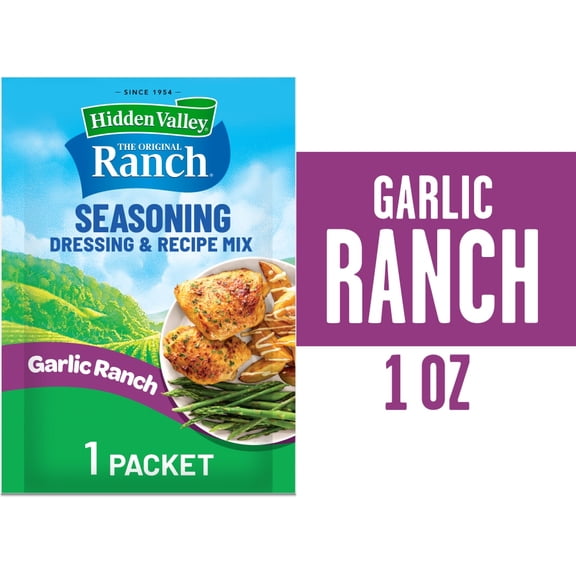 Hidden Valley Seasoning, Dressing and Recipe Mix, Garlic Ranch, - 1 oz - Pack of 2
