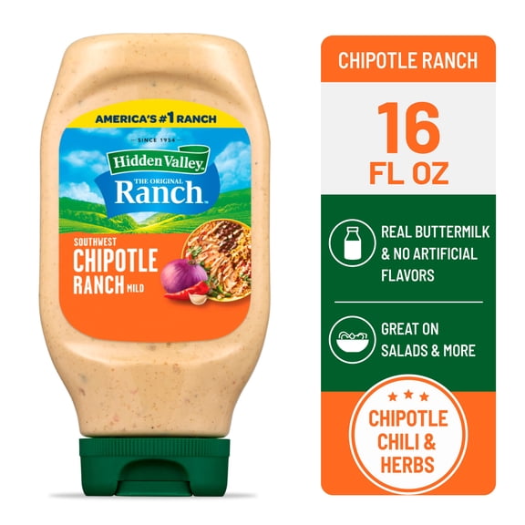 Hidden Valley Southwest Chipotle Ranch Salad Dressing & Condiment, 16 fl oz Squeeze Bottle