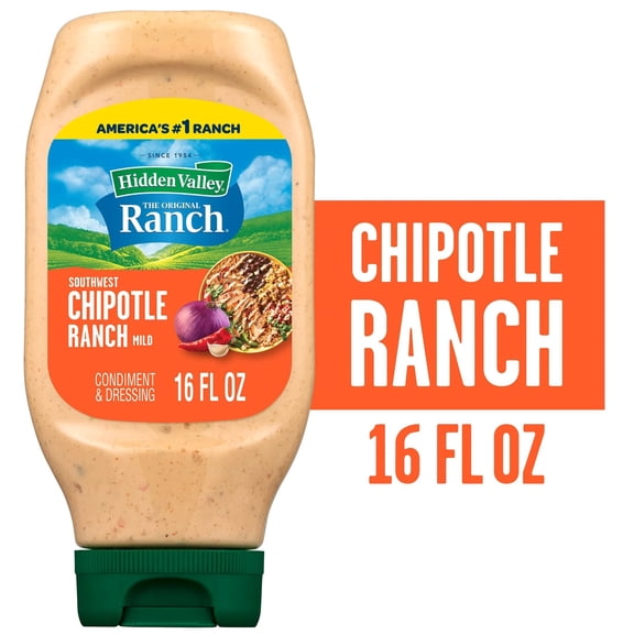 Hidden Valley Southwest Chipotle Ranch Topping and Dressing, 16 fl oz Easy Squeeze Bottle