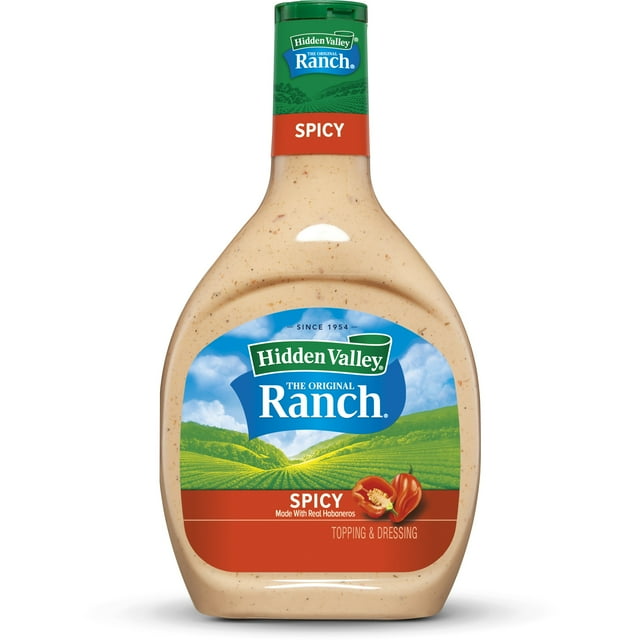 Hidden Valley Spicy Ranch Salad Dressing & Topping | Creamy Dressing And Dip | Tangy, Gluten Free | 2x 473ml