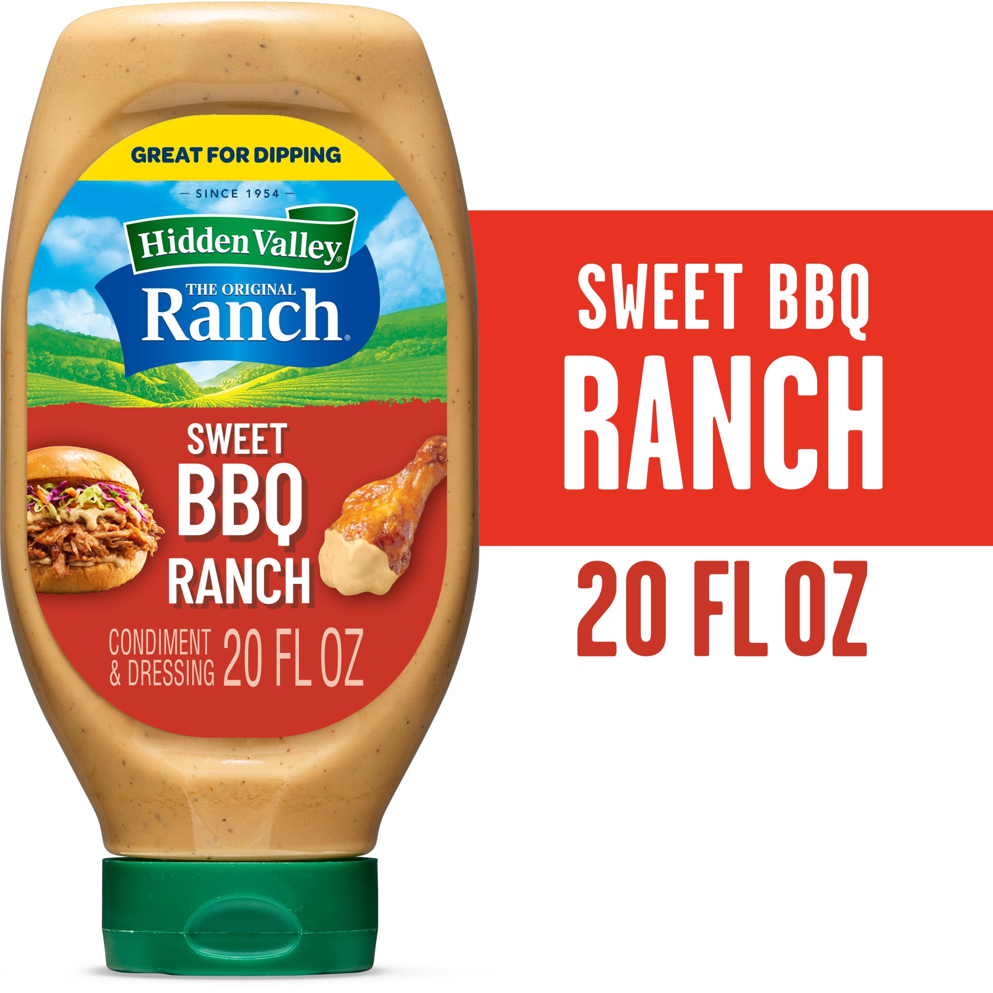 Hidden Valley Sweet BBQ Ranch Dip Sauce Condiment & Dressing, 20 fl oz Squeeze Bottle