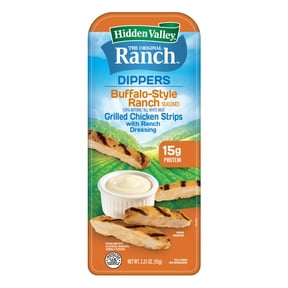 3.25 oz Hidden Valley Ranch Dipper, Fully Cooked and Chopped Chicken and a Cup of Buffalo Ranch Dipping Sauce, Inside a Heat Sealed Plastic Tray