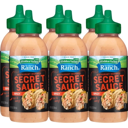 (6 pack) Hidden Valley Ranch Spicy & Zesty Taco Secret Sauce, 12 fl oz Squeeze Bottle