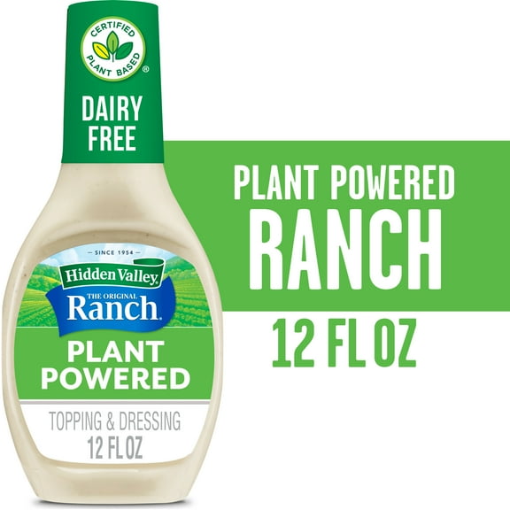 Hidden Valley Vegan Gluten Free Original Plant Powered Ranch Salad Dressing and Topping, 12 fl oz