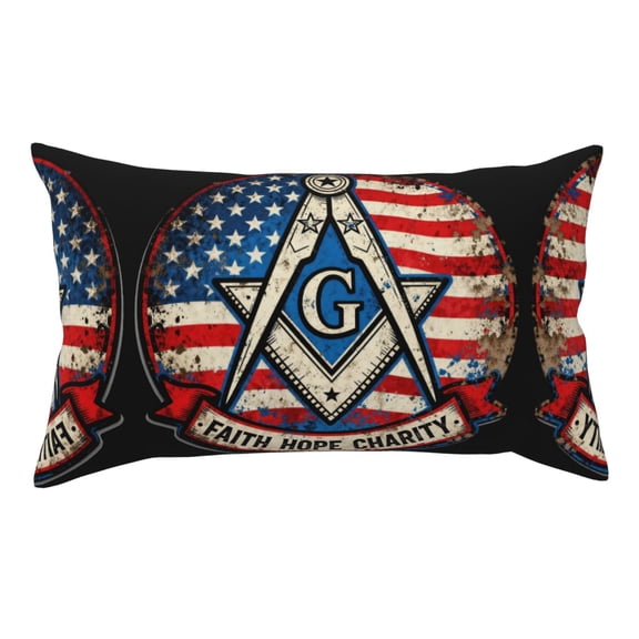 Hidden Zipper Home Sofa Decorative Throw Pillow Cover Cushion Case King 20x36 Inch Freemason Flag Faith Hope Charity Design Printed Pillowcase