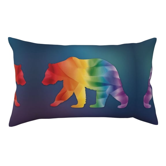 Hidden Zipper Home Sofa Decorative Throw Pillow Cover Cushion Case King 20x36 Inch Rainbow Pride Flag With Gay Bear Design Printed Pillowcase