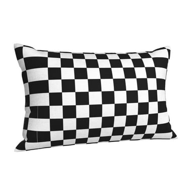 Hidden Zipper Pillowcases White And Black Checkered Pattern Lumbar Pillow Case Decorative Pillow Cases Bed Cushion Covers 20"x30"