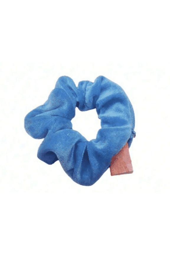 Hidden Zipper Pocket Scrunchie, Blue, 1 Piece