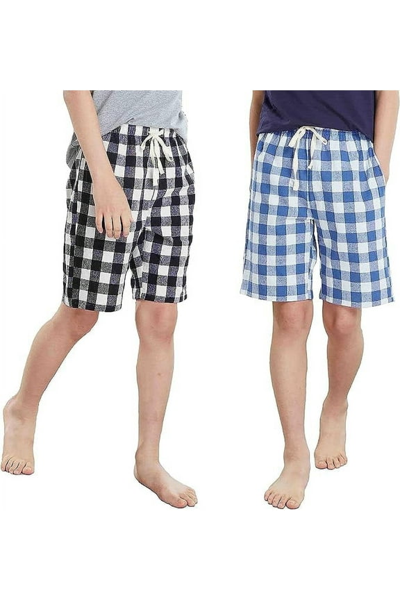 Big Boy's Soft Cotton Casual Pajama Shorts, Blackwhite (2 Pack)