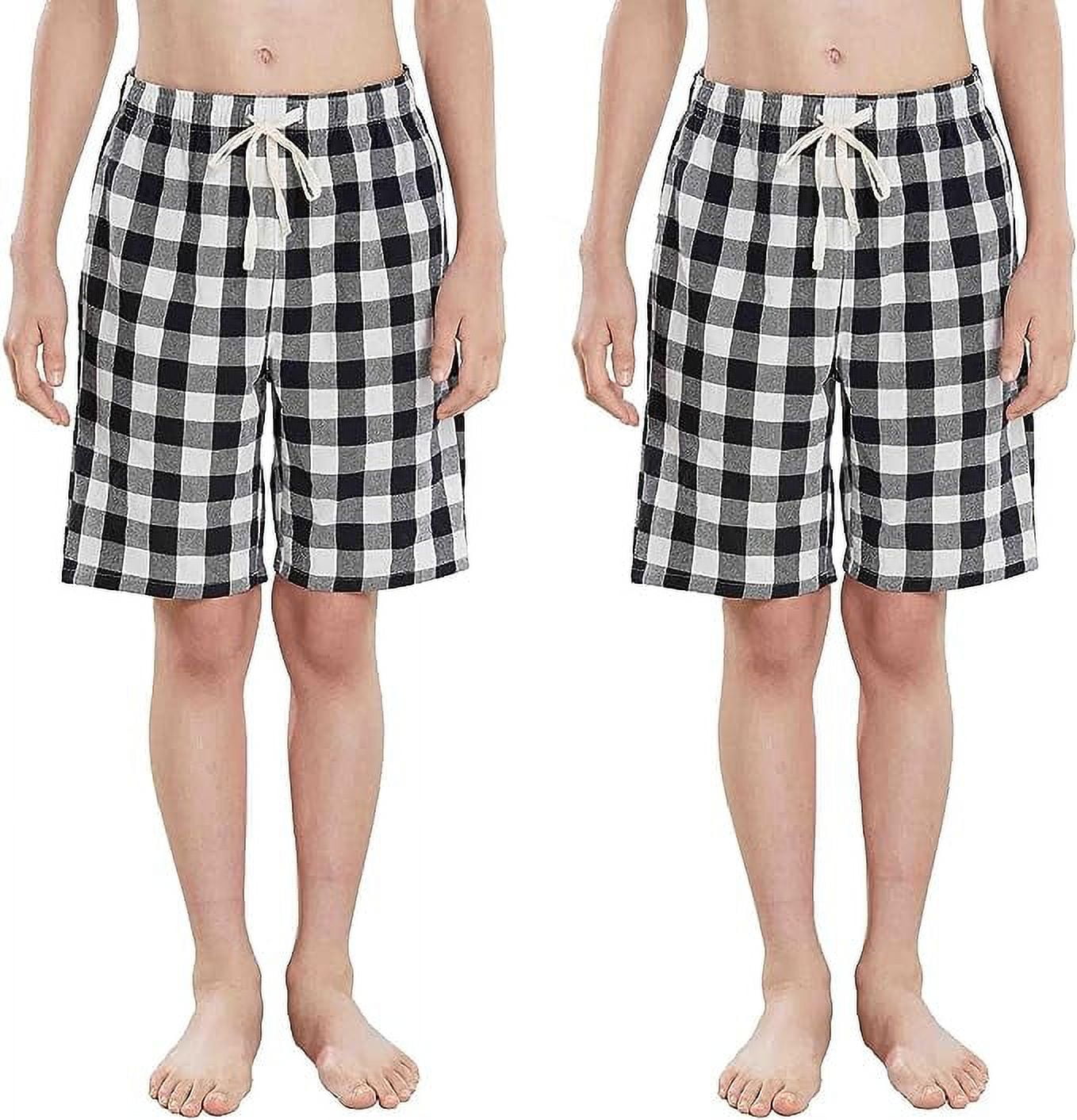 HiddenValor Big Boys Cotton Plaid Pajamas Shorts, Pull On Lounge Shorts