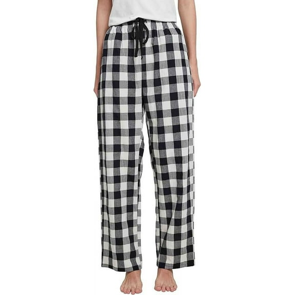 HiddenValor Women Lightweight Woven Cotton Plaid Pajama Lounge Pants