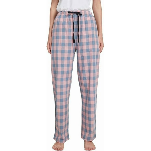 HiddenValor Women Lightweight Woven Cotton Plaid Pajama Lounge Pants