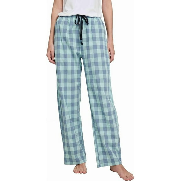 HiddenValor Women Lightweight Woven Cotton Plaid Pajama Lounge Pants
