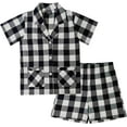 thumbnail image 1 of HiddenValor Girls Pajama Set, 2 Piece Cotton Button Down Short Sleeve Shorts Lounge Sleepwear With Pockets, 1 of 5