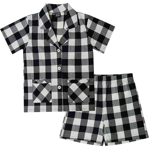 HiddenValor Girls Pajama Set, 2 Piece Cotton Button Down Short Sleeve Shorts Lounge Sleepwear With Pockets