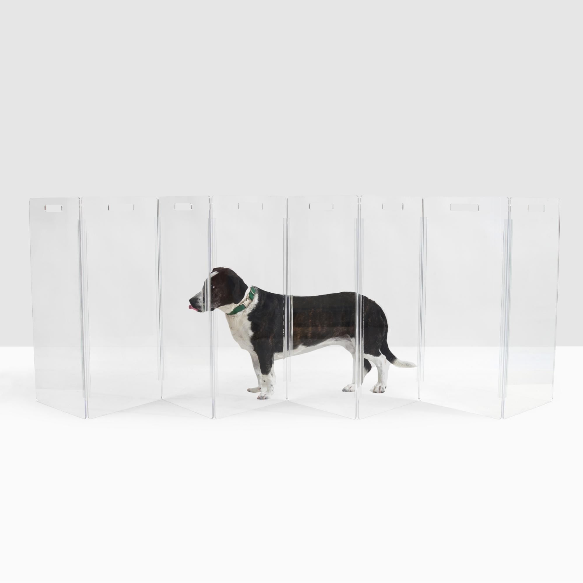 Clear Freestanding 8-Panel Plastic Pet Gate
