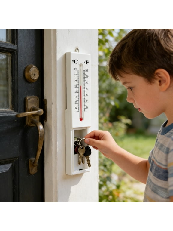 Hide A Key Outside,Faker Thermometer Decorative Key Hiders Holder,Wall Mount Safe Storage Spare Keys Cabinet,Suitable for Porch,Garden and Front Door