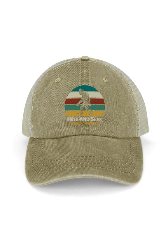 Hide And Seek Champion Khaki Hat Adjustable Funny Fashion Unisex Baseball Cap for Men Women