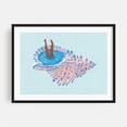 thumbnail image 1 of Hide Away - Illustration Surrealism Modern Art Pastel Fantasy Humor Whimsical Abstract Black Framed Wall Art Print 20 x 30 inches, 1 of 7