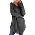 thumbnail image 1 of Hide Belly Long Shirt Flowy Round Neck Solid Long Sleeve Shirts Plus Size Tops for Women Dressy Comfy Tunic Tops to Wear with Leggings Gray XXXXXL, 1 of 2