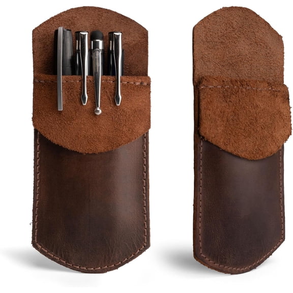 Hide & Drink, Pocket Protector, Pencil Pouch, Pen Holder for Shirt Pockets, Lab Coats, Backpacks, Office & Work Essentials, Full Grain Leather, Handmade