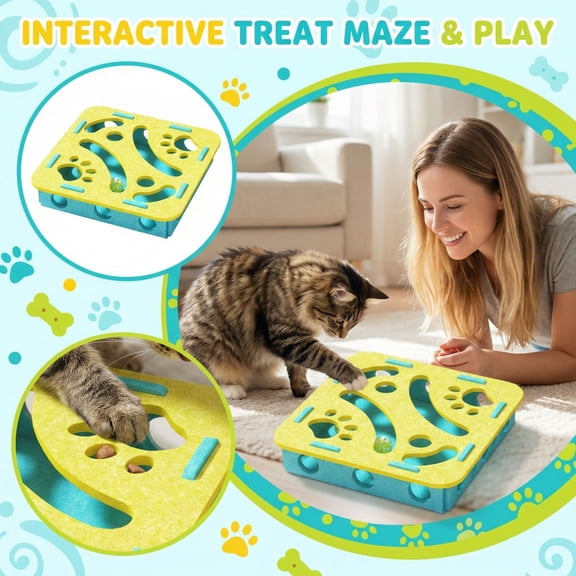 Hide Food Cat Puzzle Toy, Self-Indulgence Intellectual Stimulation Toy for Indoor Cats, Boredom Relief & Brain Exercise