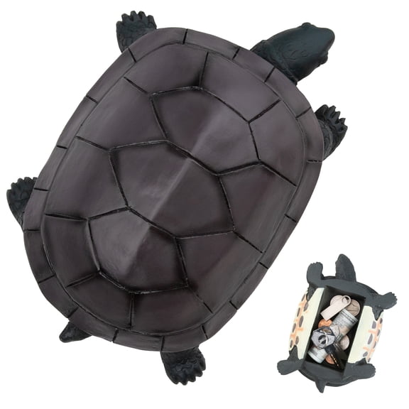 MyMealivos Hide a Key Outside Fake Rock Key Hider Turtle Look for Garden or Yard, Secret Storage Box for Spare Keys Hidden Safe - Garden Decoration- Key Hider Outdoor in Rock - Large, Resin