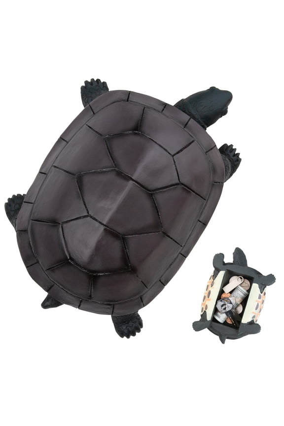 Hide a Key Outside Fake Rock Key Hider Turtle Look for Garden or Yard, Secret Storage Box for Spare Keys Hidden Safe - Garden Decoration- Key Hider Outdoor in Rock - Large, Resin