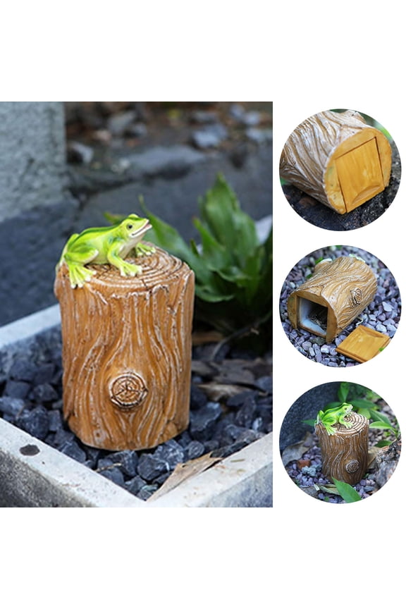Hide a Key Outside Frog Stump Figurine Decorative Key Hiders Outdoor House Spare Keys Lockbox Containers Secret Compartment Safe Storage Box for Yard Garden Geocaching Indoor