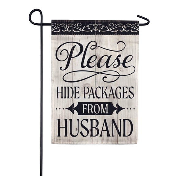 Hide Packages Funny Contemporary Online Shopping Delivery Courier Warning Outdoor Accent, 12x18 POLE NOT INCLUDED
