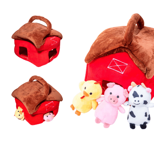 Glow Pups Interactive Hide and Seek & Burrow Dog Toy with Barn & Pig, Medium