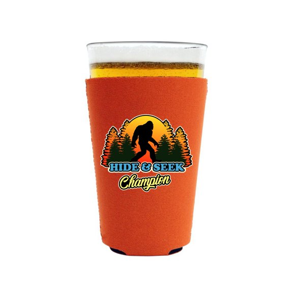 Hide & Seek Champion Bigfoot Pint Glass Coolie (Orange)