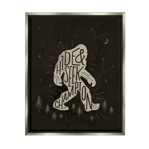 Hide & Seek Champion Bigfoot Yeti Fairy Tales & Fantasy Graphic Art Luster Gray Framed Art Print Wall Art