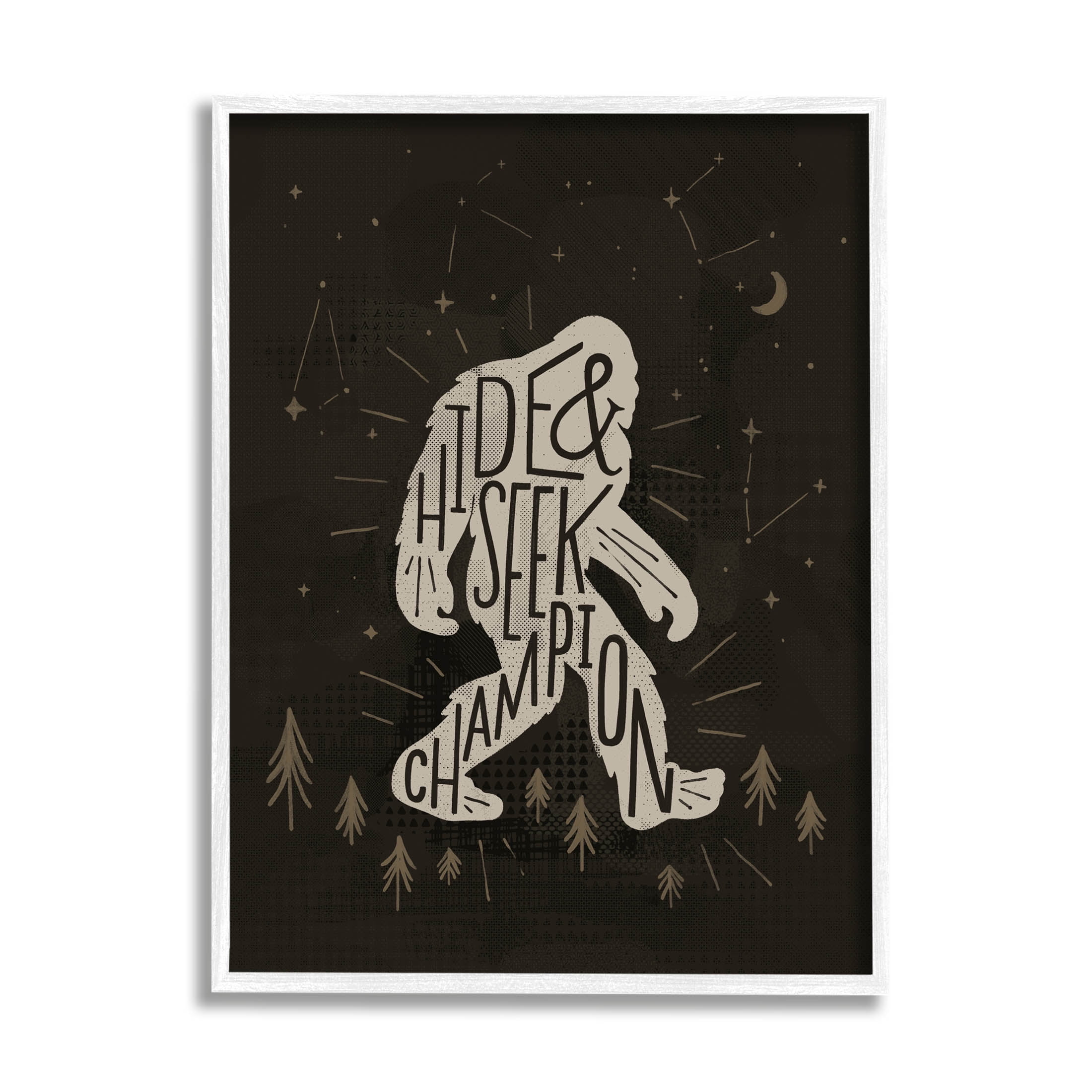 Hide & Seek Champion Bigfoot Yeti Fairy Tales & Fantasy Graphic Art White Framed Art Print Wall Art