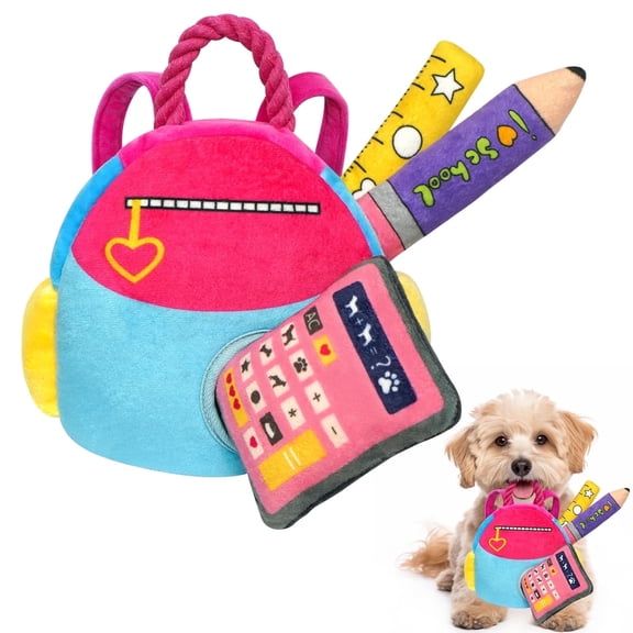 Lepawit Hide and Seek Dog Toy, Squeaky Interactive Puzzle Toys for Small and Medium Dogs - Schoolbag